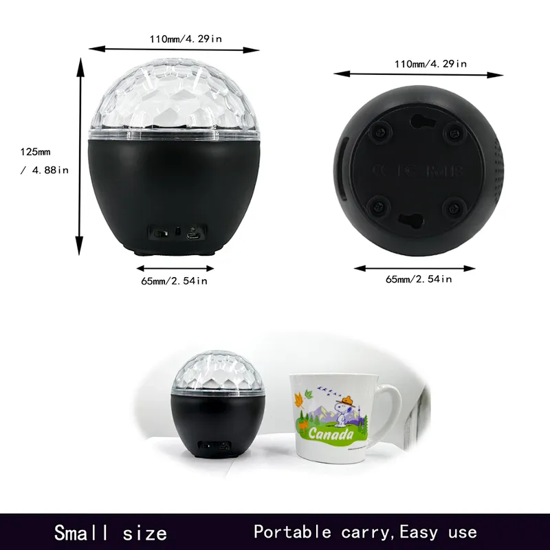 Karaoke Mini Round Wireless Bluetooth Remote Control LED Speaker