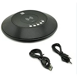 QI Mini Portable Thin Metal Bluetooth Round Phone Charger Wireless Alarm Clock Speaker