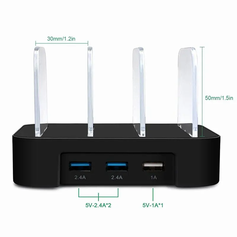 2.4A Fast Charging 3 Ports USB Hub Charging Station