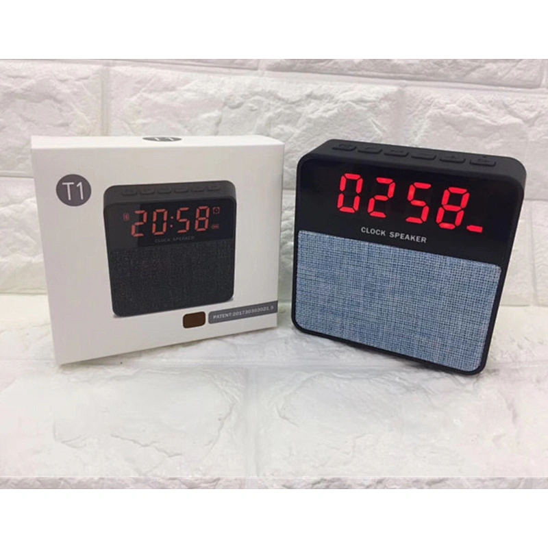 OEM Amplifier Fabric Cube Led Digital Screen Wireless Clock Speaker