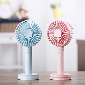 Mini Travel Handheld Electric Desk Pedestal Make Up Personal Small Desktop Handheld 3 Speeds Mini Macarons Mirror Table Fan