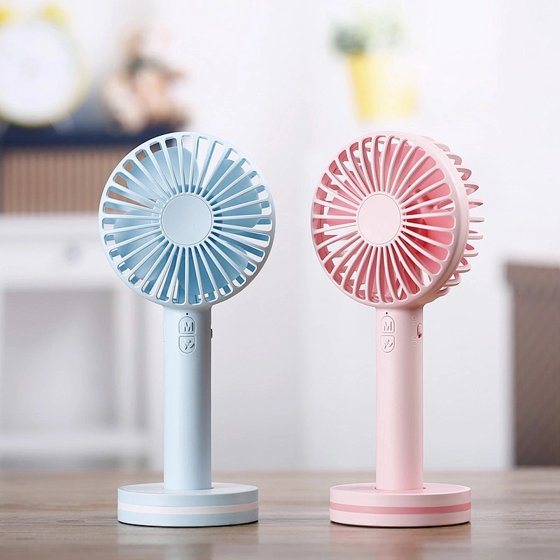 Mini Travel Handheld Electric Desk Pedestal Make Up Personal Small Desktop Handheld 3 Speeds Mini Macarons Mirror Table Fan