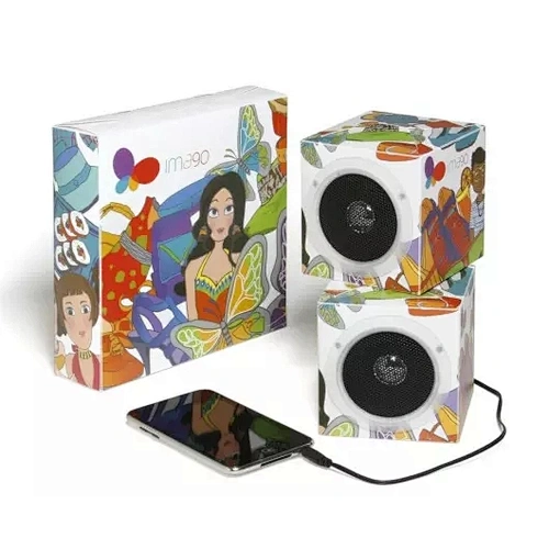 Promotion Gifts Light Weight Cube Wired Foldable Speaker Paper