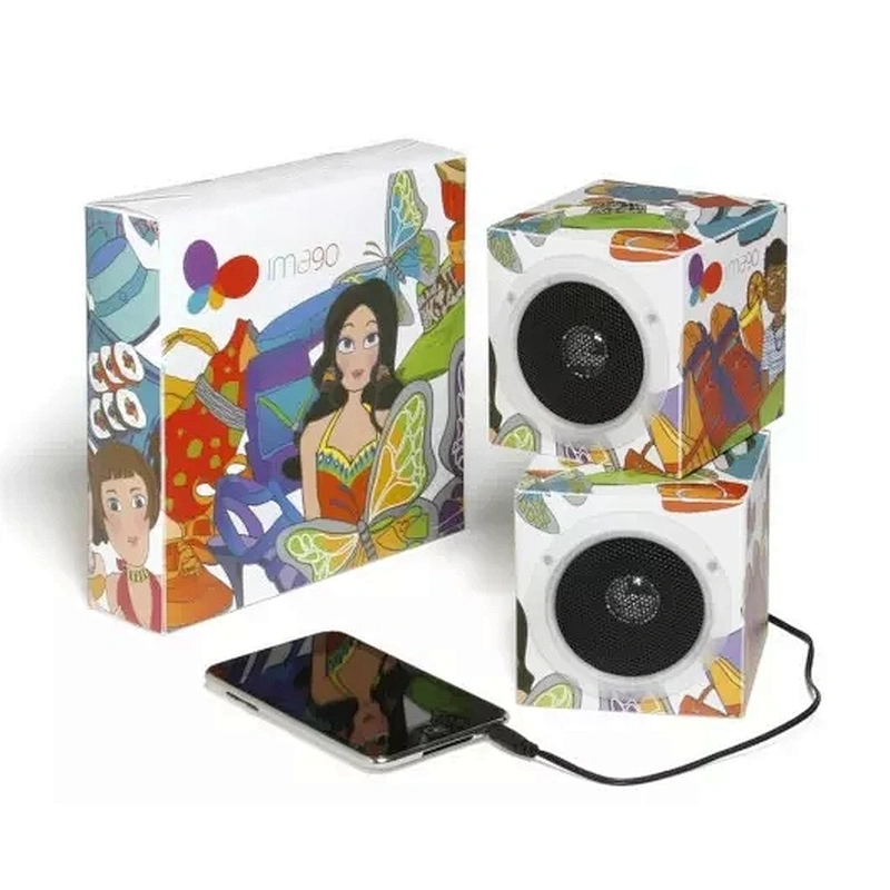 Promotion Gifts Light Weight Cube Wired Foldable Speaker Paper