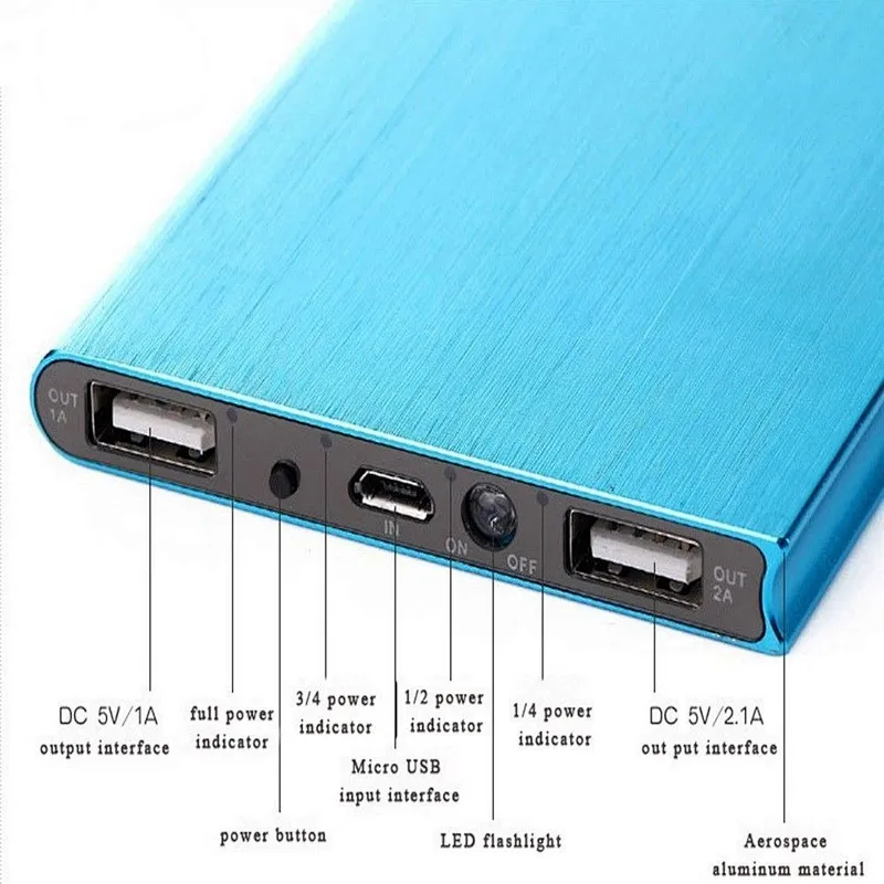 aluminium high capacity mobile power bank 10000mah