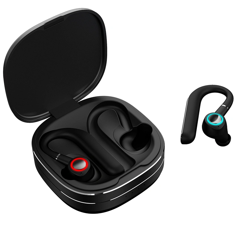 Stereo Noise Canceling Wireless Bluetooth Earhook Headphones With Charging Case