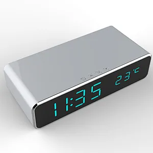 Mirror Alarm Clock Digital Smart Mobile Phone Wireless Charger