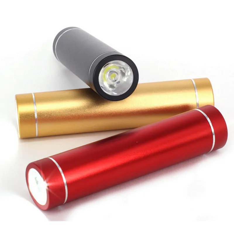 1200mah Metal Aluminum Mini LED Torch Light Power Bank