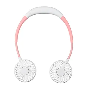 Wholesale Portable Hand Free Rechargeable Battery Operated Usb Mini Fan Air Cooler Hanging Neck Fan