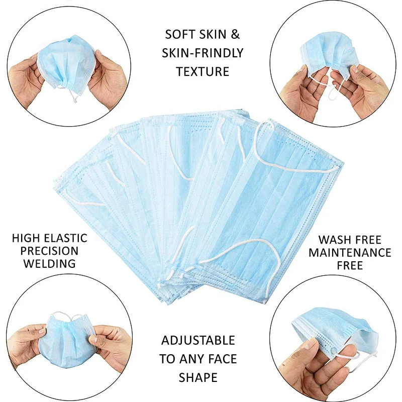 CE FDA FFP2 Filter non-woven Non-woven disposable 3ply Masque