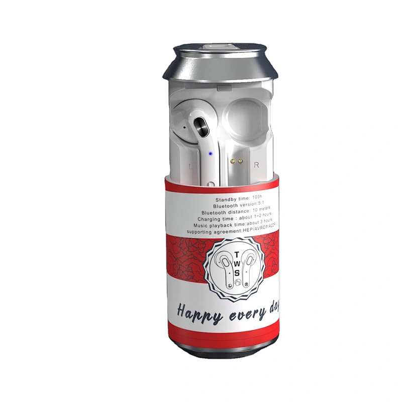 Promotional Gift Mini In Ear Tin Can Bottle Colorful Printing OEM Logo Gift Beer Cola Earbuds