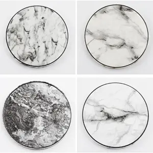 OEM Mobile Phone QI Fast Wireless Charger Mini Round Marble Power Banks 10000mah