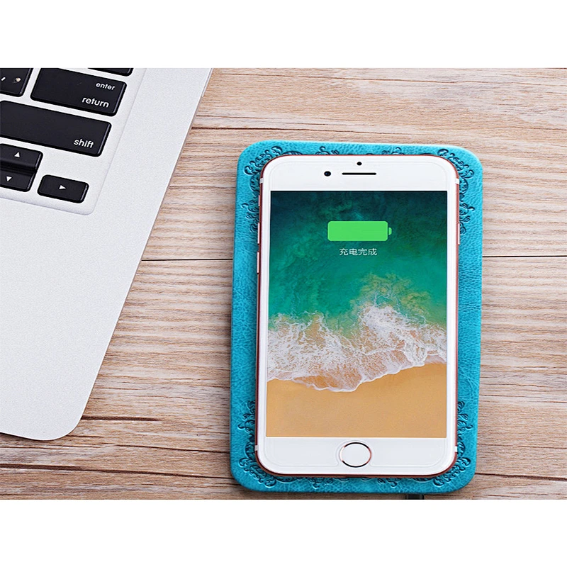 Portable Power Bank Fast Charging QI Ultrathin PU Wireless Charger
