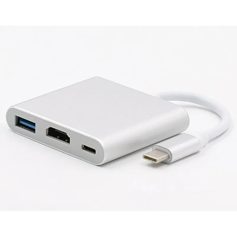 3.1 Aluminium Alloy OEM HDMI Type C USB HUB Adapter