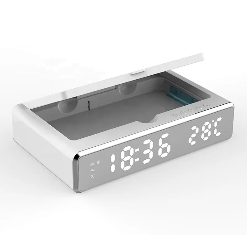 OEM LED Display UV Sterilizer Box with Wireless Charger Clock