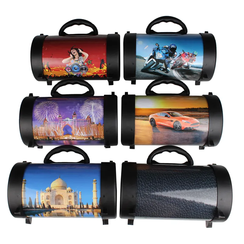 portable handle TF FM wireless stereo barrel speaker