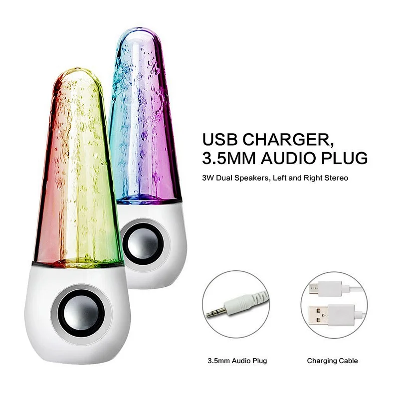 Wholesale Promotion BT stereo colorful lights water music speaker portable Big tws wireless Led water dancing subwoofer speaker