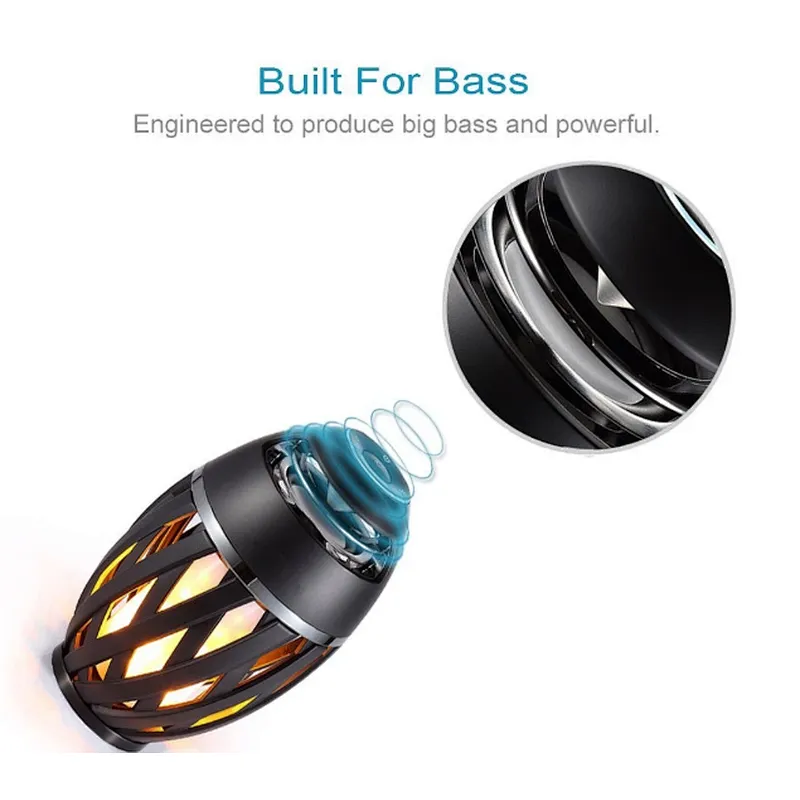 Portable Flame Home Theater Outdoor LED Lamp Bluetooth Speaker