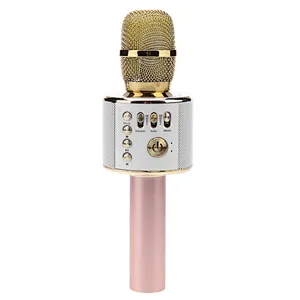 OEM Gifts Stereo Loud Handheld Led Light Blue Tooth Party BT Singing Stage Microphone Bluetooth Karaoke Speaker