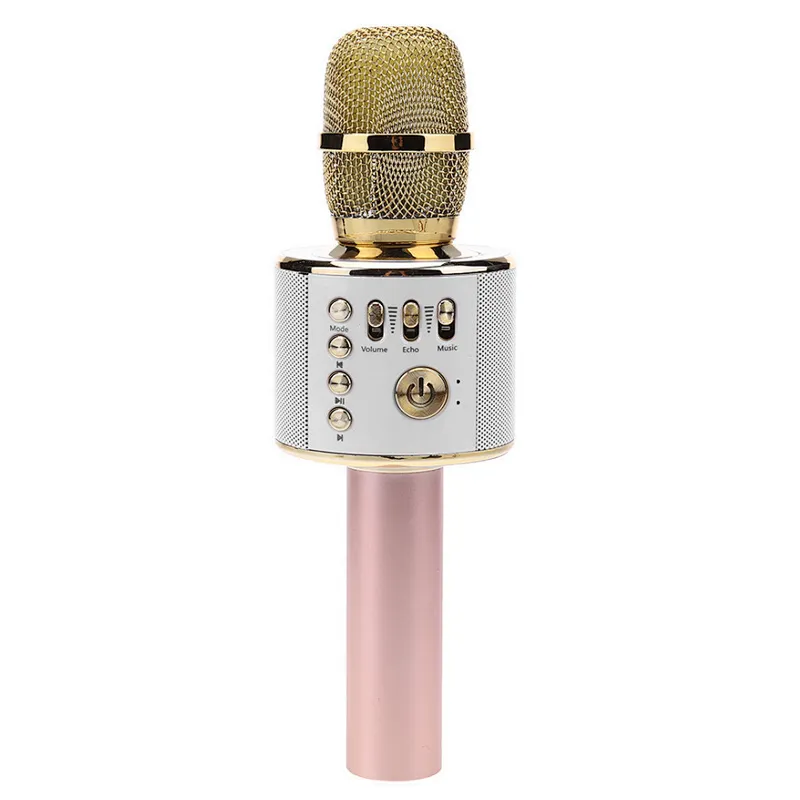 OEM Gifts Stereo Loud Handheld Led Light Blue Tooth Party BT Singing Stage Microphone Bluetooth Karaoke Speaker
