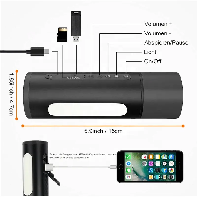 Audiophile Powerbank Speaker Torch Light Water Resistant Stereo Outdoor Wireless Bluetooth Speaker
