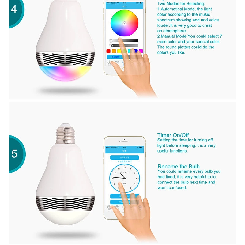 OEM Remote Control LED Mini BT RGB Color Smart Lamp Wireless Bluetooth Light Bulb Speaker