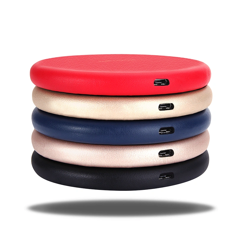Promotion Gift Portable Round PU Mobile Phone QI Wireless Charger for samsung galaxy a8