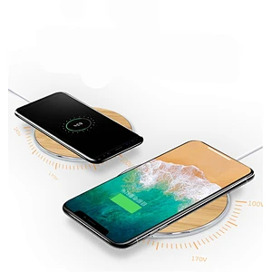 Promotion Gift Universal Portable Round QI Bamboo Wireless Charger