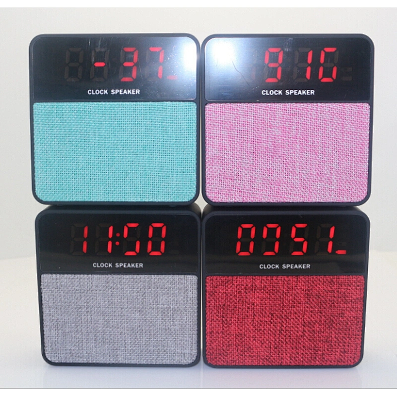 With Led Digital Clock Fabric Cover Portable Wireless Bluetooth Speaker