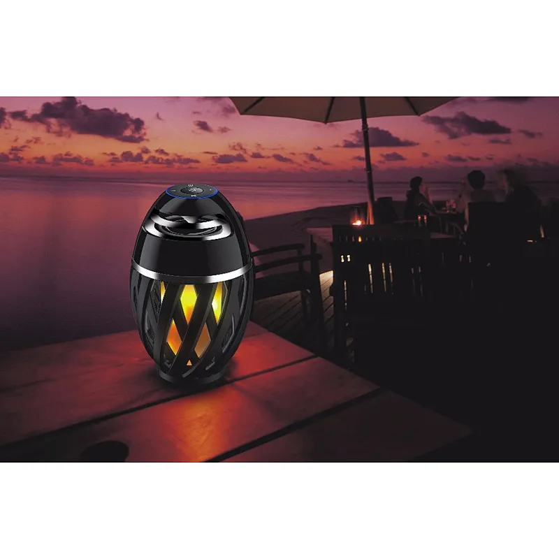 Torch Atmosphere Portable Outdoor gift waterproof wireless led flame lamp speaker