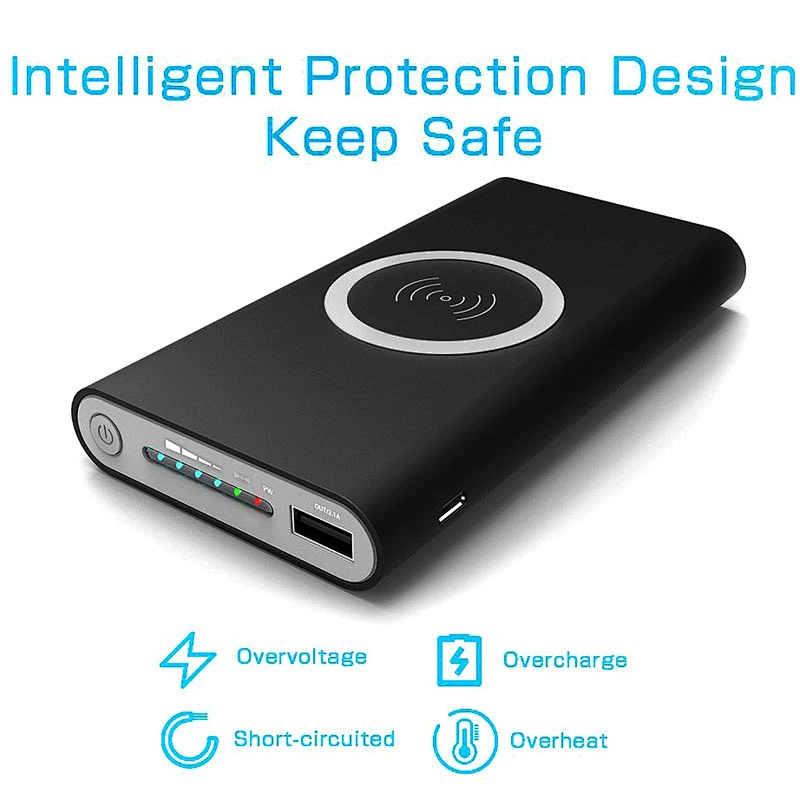 qi wireless charging power bank mobile phone battery charger 8000mah