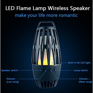 Customize Halloween Party Warm Light Torch Strong Bass Stereo Mini Portable TWS Lamp LED Flame Wireless Speaker