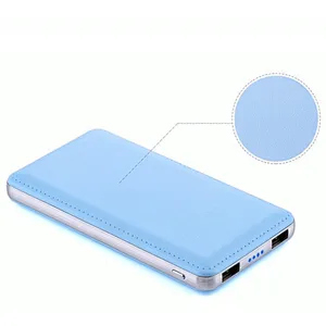10000mah 2 USB port ultrathin PU leather portable power bank