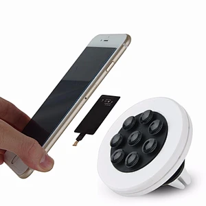new type phone holder power bank sucked for all mobile phone powerbank Qi Round Wireless Charger with suction cups
