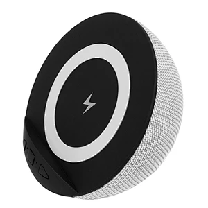 Handsfree blue tooth USB Mobile stand Outdoor 3 in1Fabric Round Phone Stand Power portable waterproof Wireless charger speaker