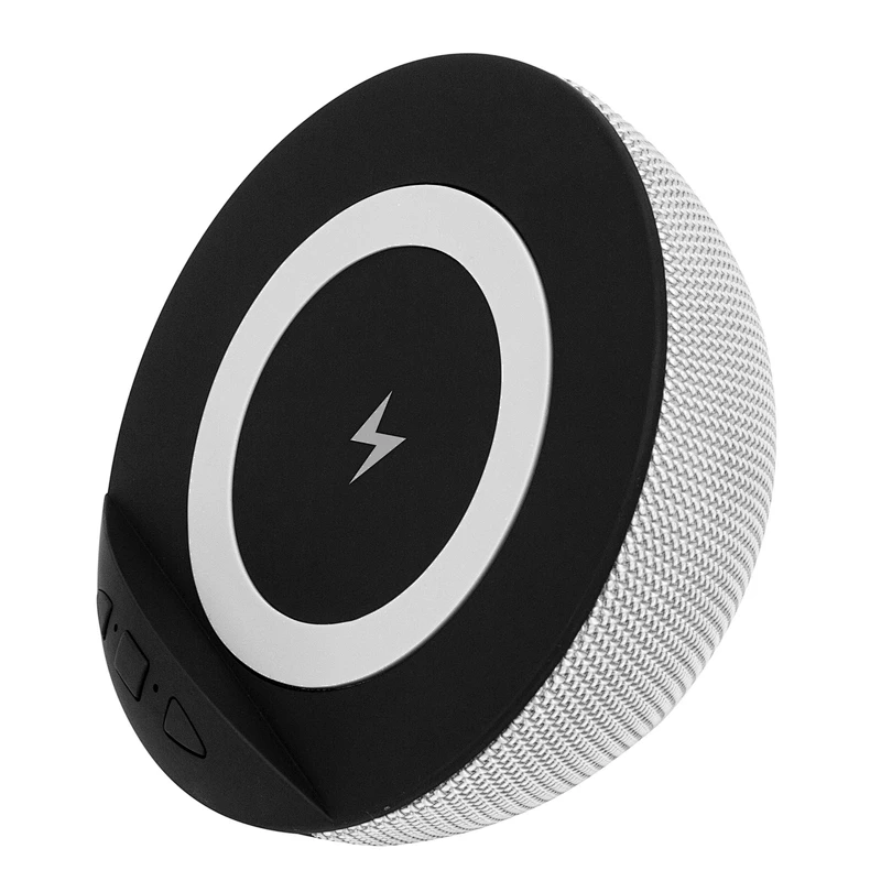 Handsfree blue tooth USB Mobile stand Outdoor 3 in1Fabric Round Phone Stand Power portable waterproof Wireless charger speaker