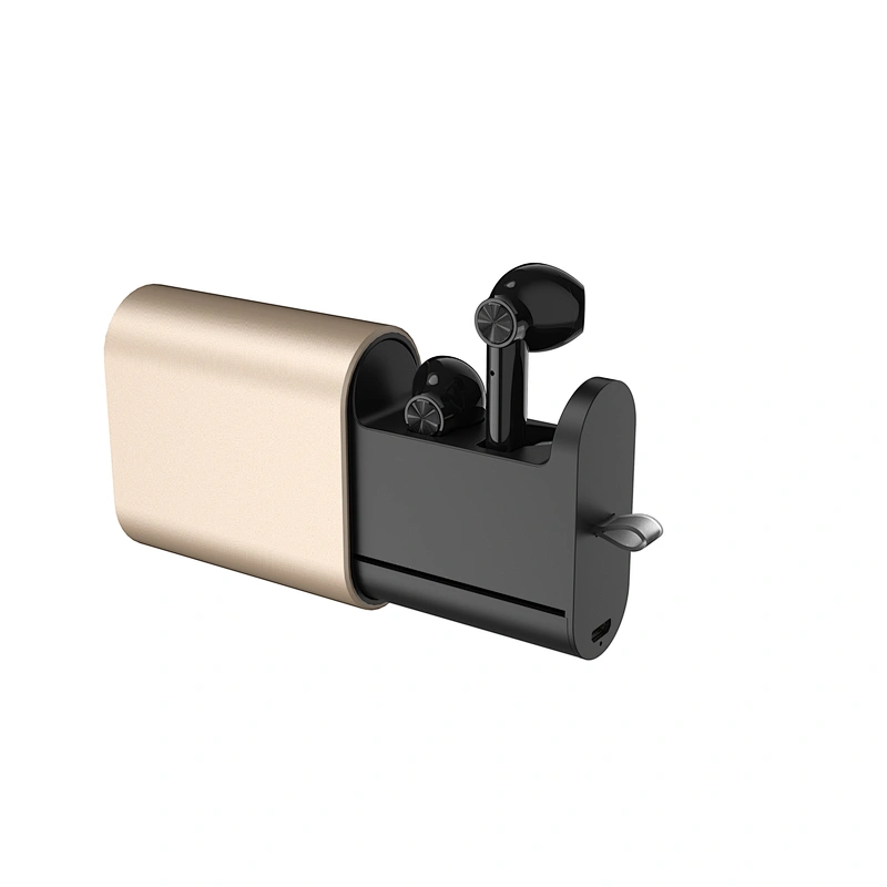 Promotion Gifts Slide Charging Case Twins TWS OEM Wireless Earphone Aluminum Alloy Bluetooth Earbuds
