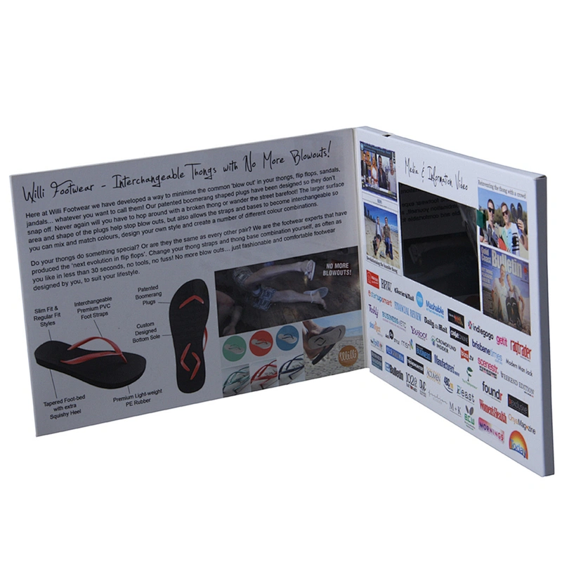 Custom Full Color Printing Recordable LCD Video Display Brochure Card