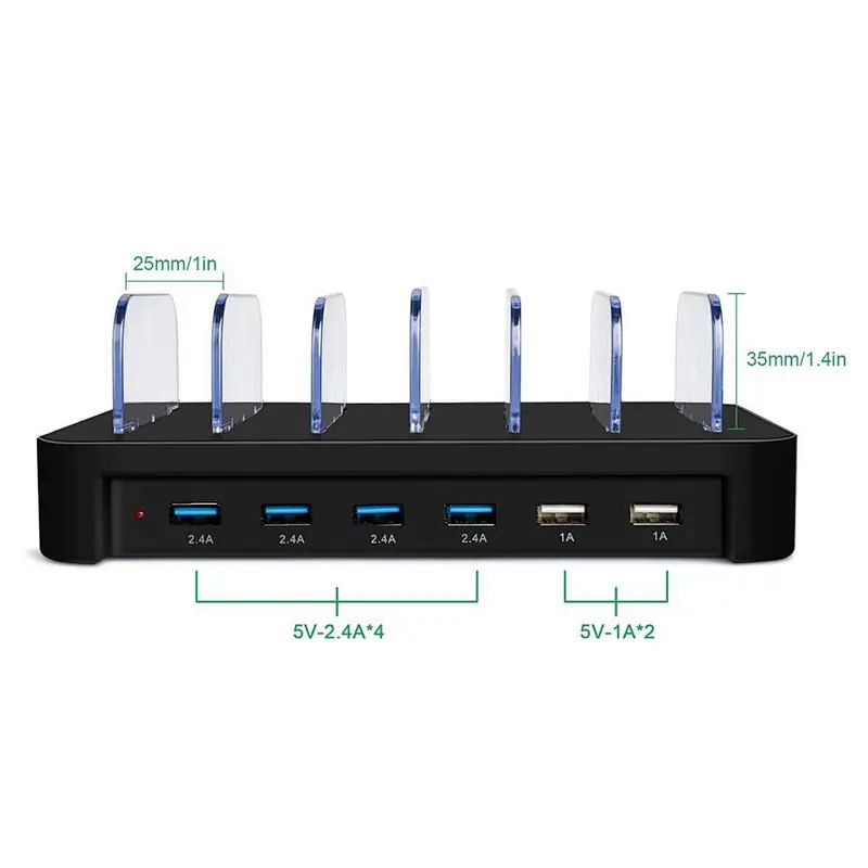 For Multiple Device tablets portable  6 Ports USB Charging dock