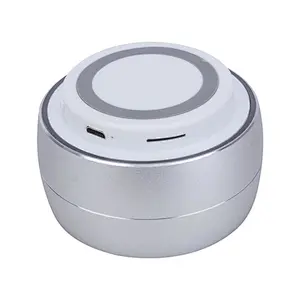 customized oem logo portable round shape mini wireless bluetooth led light speaker