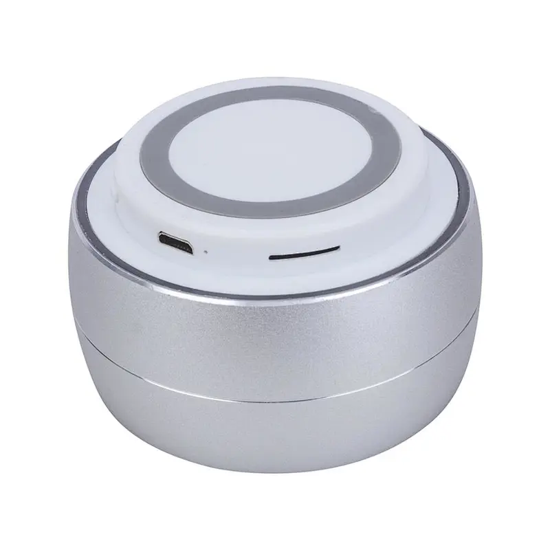customized oem logo portable round shape mini wireless bluetooth led light speaker