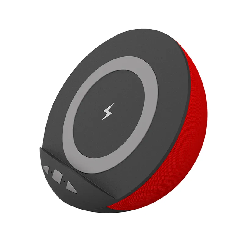 Handsfree blue tooth USB Mobile stand Outdoor 3 in1Fabric Round Phone Stand Power portable waterproof Wireless charger speaker