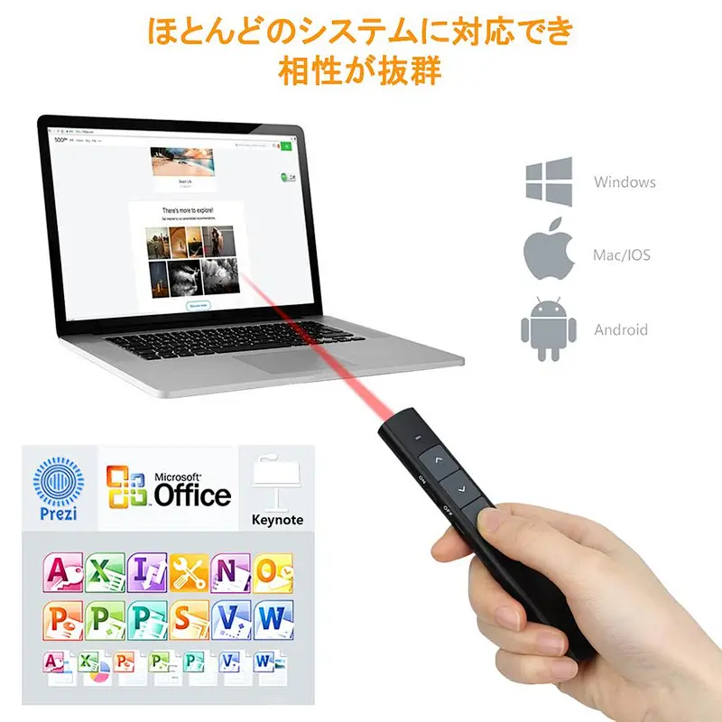 2.4GHZ USB wireless PPT presentation presenter with Red beam 2mw