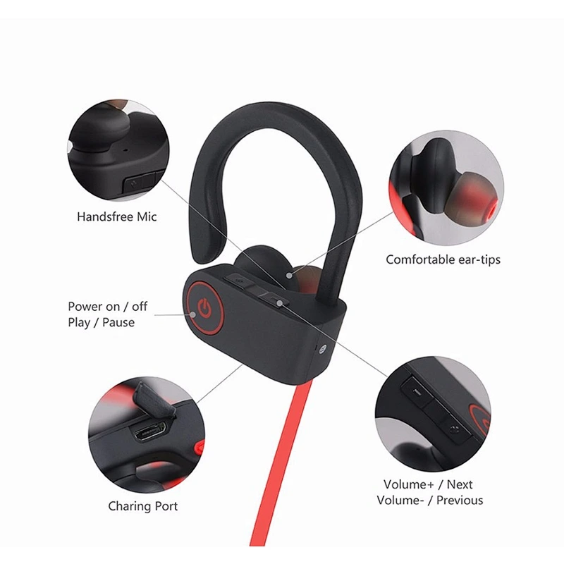 super bass comfortable eva case wireless sport earhook earphone