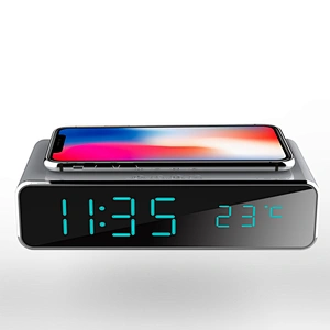 LED Digital Alarm Clock Wireless Charger For Phone
