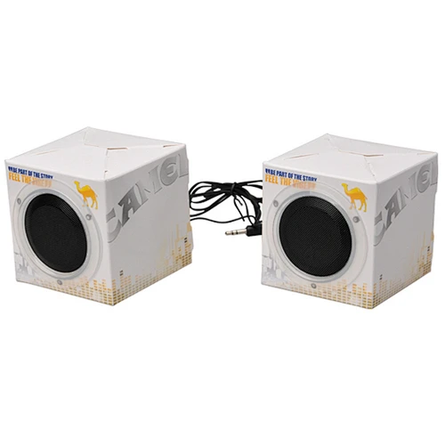 3.5mm jack wired full color printing cube foldable recycle  paper speaker