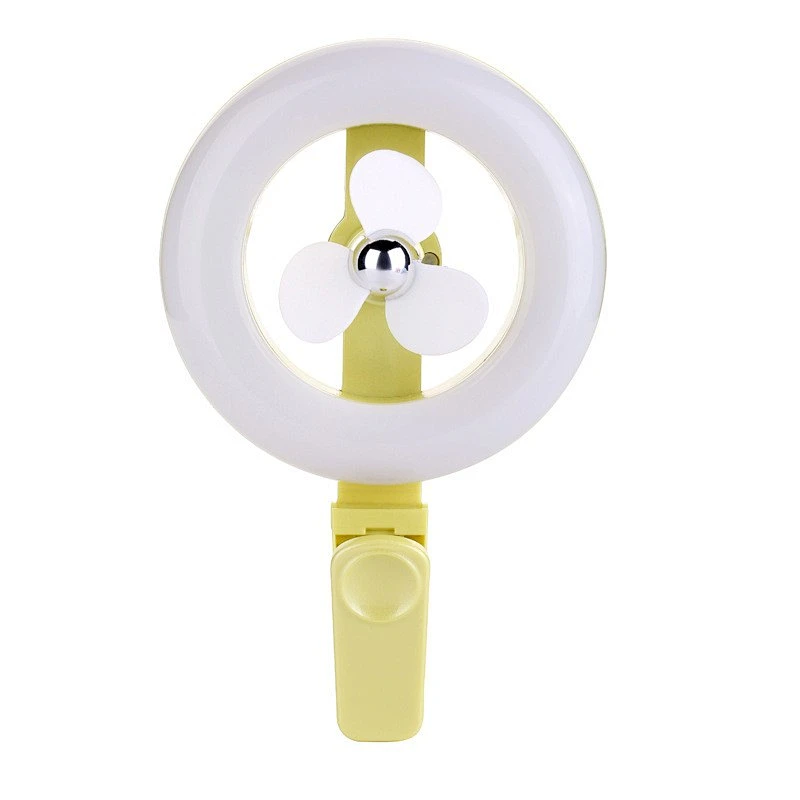 Portable USB Rechargeable 3Spead pocket Clip LED Ring Light Mini Fan