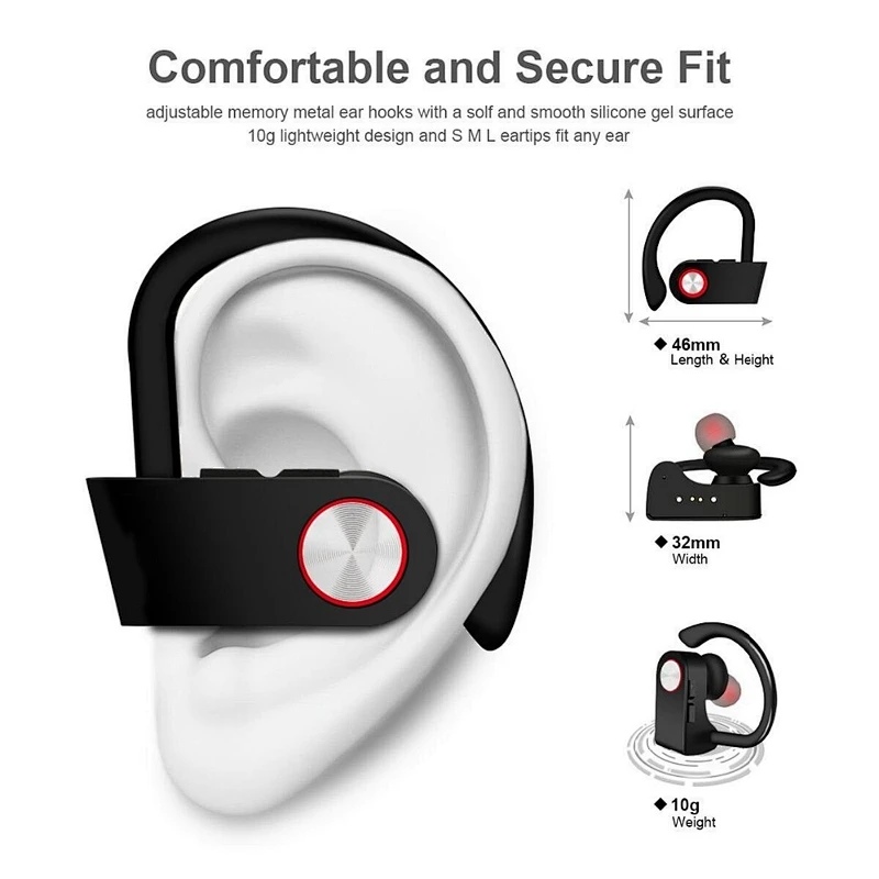 Wholesale high quality Sports earphone Handsfree Stereo mini adjustable lightweight true tws hook wireless earphone