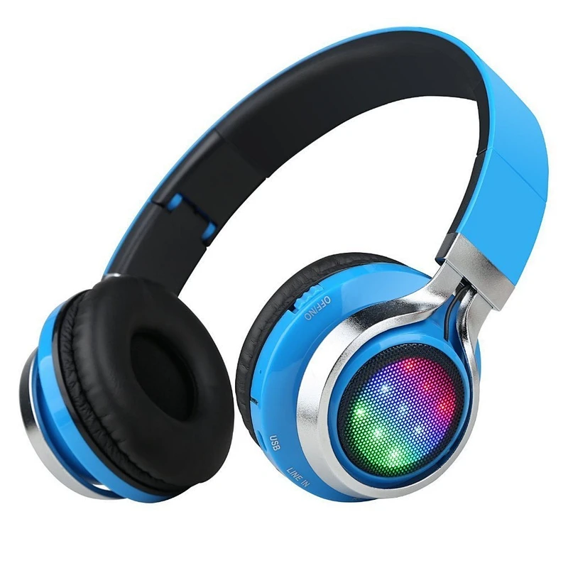 colorful led light headset tf fm wireless microphone headphone