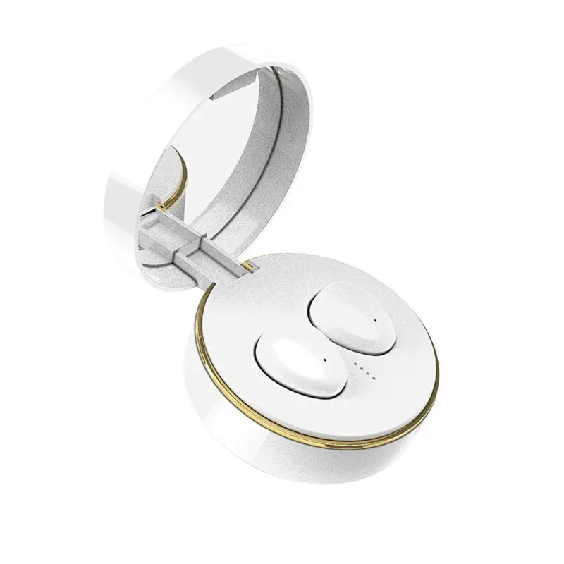 Pair Noise Cancel TWS Wireless Mini Pocket Cosmetic Mirror Bluetooth Earbuds